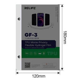 Relife GF-3 Tpu Ματ Privacy Ευέλικτη μεμβράνη υδρογέλης για Moto Razr+ (2024)