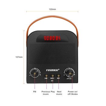 Bluetooth Speaker Fineblue FM-888 Hi-Fi Stero Ασύρματο Ηχείο με Ρολόι AUX/FM/TF Card - Χρώμα: Μαύρο