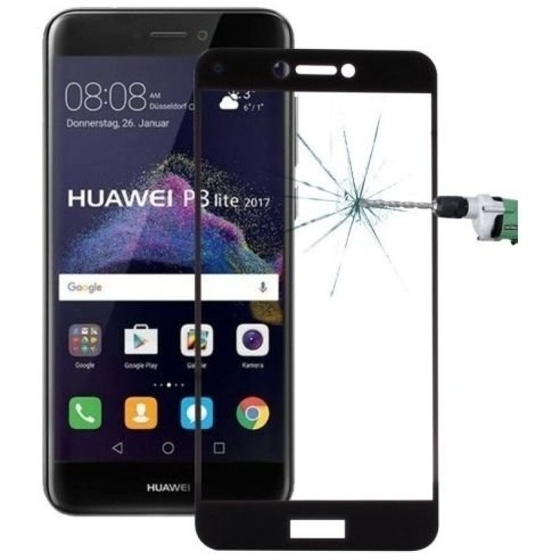 Προστασία Οθόνης Tempered Glass 9H/5D Full Cover Full Glue 0.1mm για Huawei P8 Lite - Χρώμα: Μαύρο