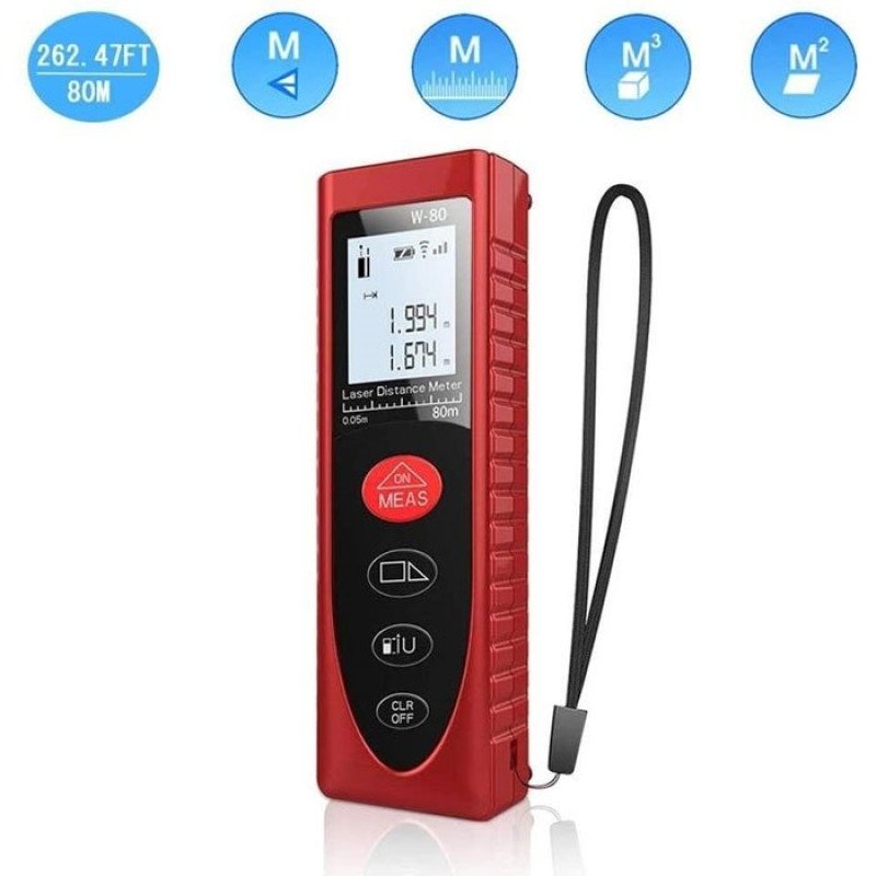 W-80 Ψηφιακός Μετρητής Αποστάσεων 80m - Αποστασιόμετρο με Laser - Digital Laser Distance Meter