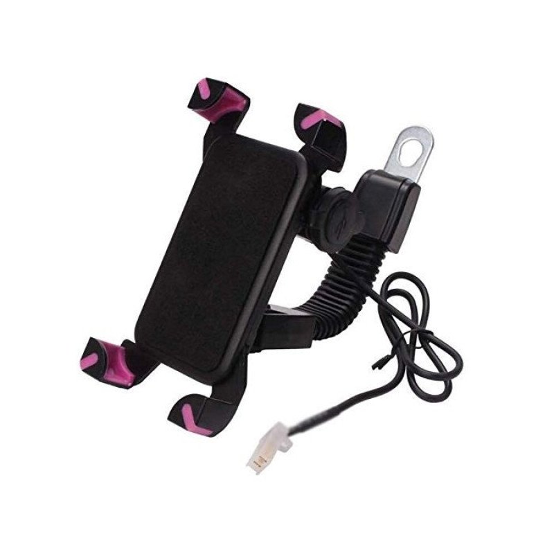 Bracket Motorcycle/bicycle Mobile Phone Holder with charger MT-01 - Χρώμα: Μαύρο
