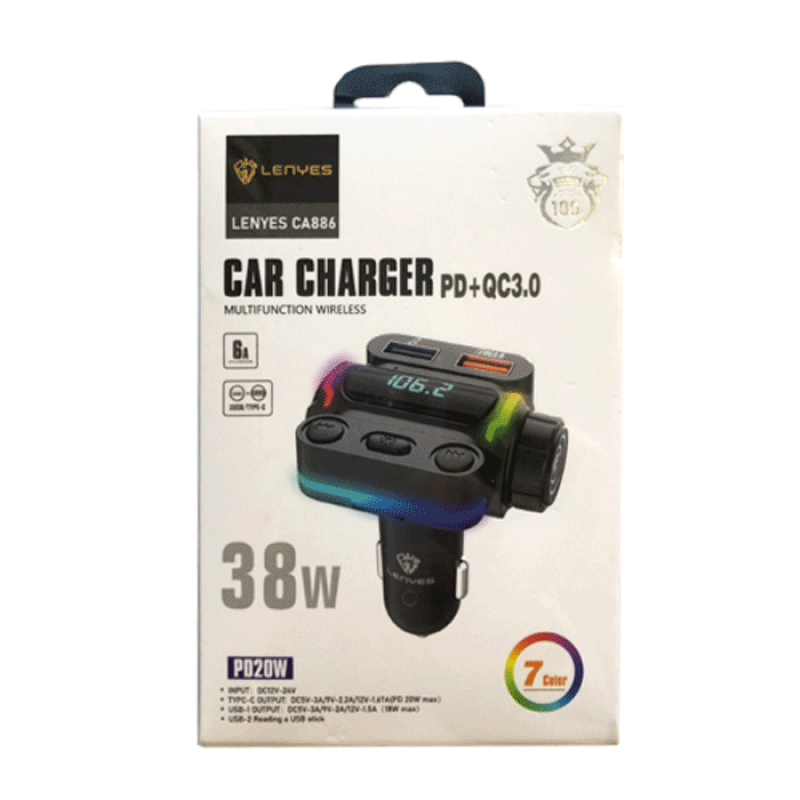 Lenyes CA886 Bluetooth Ανοιχτής Ακρόασης FM Transmitter και Φορτιστής Αυτοκινήτου