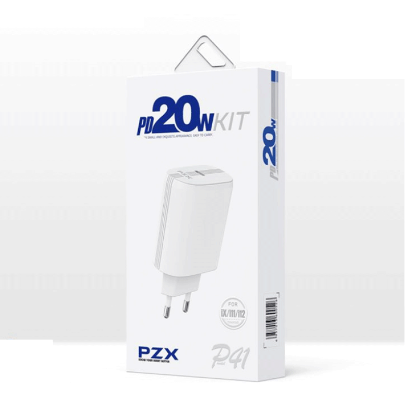 PZX P41 Φορτιστής Ταξιδιού Type-C / Traveling Charger  5A / Q.C 5.0 20W - Χρώμα: Λευκό