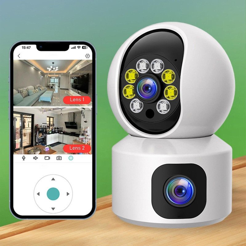 OEM Y6203A Dual Lens & Dual Screen,Smart Security Wifi Camera,1080p HD Camera With Night Vision,2-Way Audio,Motion Detection,Cloud & SD Card Storage