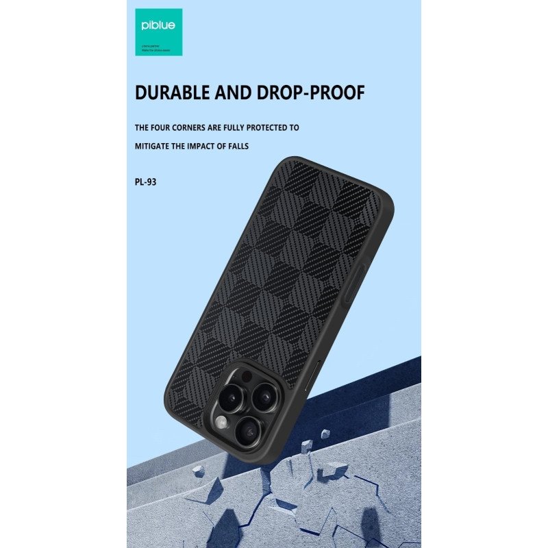 PIBLUE PL93 Θήκη τηλεφώνου Skin Like Matte Check Anti Fall Nonstick Fingerprint Για Apple IPhone 16 Pro - Μαύρο