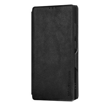 COBLUE ABS09 ΚΑΛΥΜΜΑ ΘΗΚΗ ΤΗΛΕΦΩΝΟΥ ΔΕΡΜΑΤΙΝΟ ΠΤΥΣΣΟΜΕΝΟ ΣΤΑΝΤ ΓΙΑ APPLE IPHONE 16 - ΜΑΥΡΟ