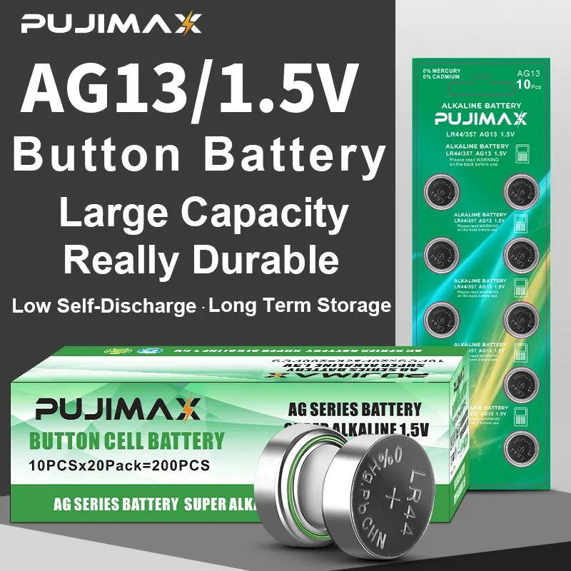 PUJIMAX AG13 LR44 1.5V Αλκαλική Μπαταρία - (10Pcs)