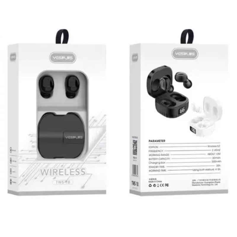 YESPLUS TWS-18 Hi-Fi Super Bass Bluetooth Ασύρματα Ακουστικά  - Μαύρο