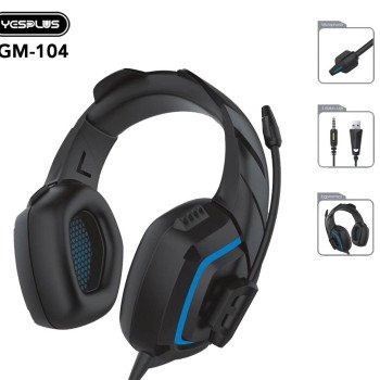 YESPLUS GM-104 3.5mm JACK AND USB ΑΚΟΥΣΤΙΚΑ ΠΑΙΧΝΙΔΙΟΥ ΜΕ ΜΙΚΡΟΦΩΝΟ ΓΙΑ ΥΠΟΛΟΓΙΣΤΕΣ ΚΑΙ  LAPTOP  - ΜΑΥΡΟ