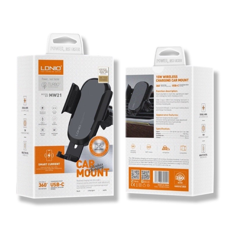 LDNIO MW21 15W Βάση Κινητού αυτοκινήτου Ασύρματος φόρτισης - Εξαεριστήρας