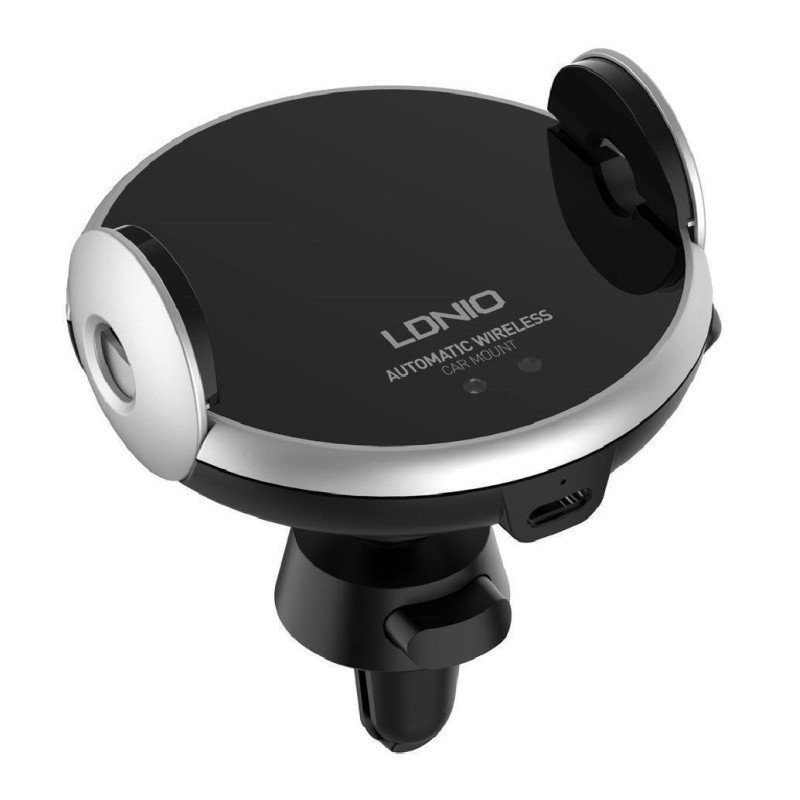 LDNIO MA02 Βάση Κινητού αυτοκινήτου με Ρυθμιζόμενα Άγκιστρα και Ασύρματη Φόρτιση Μαύρη