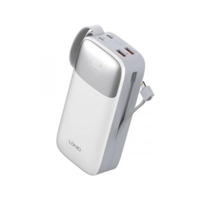LDNIO  PQ30 PD 20W 30000mAh Powerbank Γρήγορη Φόρτιση Τροφοδοτικό με 1 εισόδους και 4 εξόδους Με USB-C/Lightning Καλώδια  - Λευκό