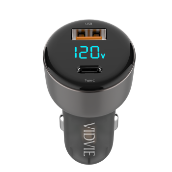 Vidvie CC521C Φορτιστής Αυτοκινήτου με 27W Θύρα USB-A Και 45W Θύρα USB Type-C Χωρίς καλώδιο - Μαύρο