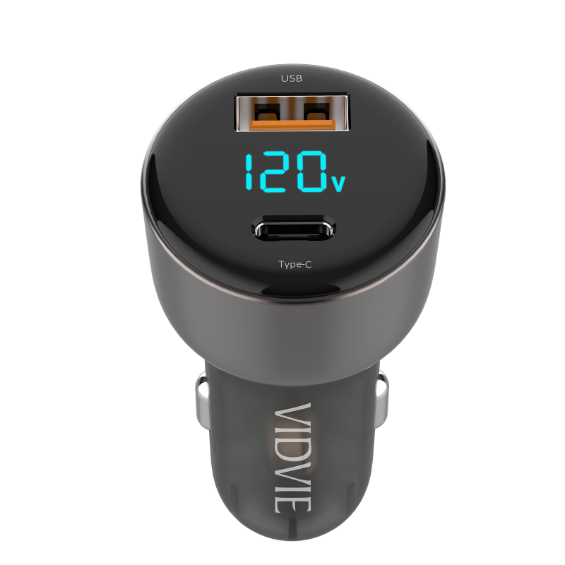Vidvie CC521C Φορτιστής Αυτοκινήτου με 27W Θύρα USB-A Και 45W Θύρα USB Type-C Χωρίς καλώδιο - Μαύρο