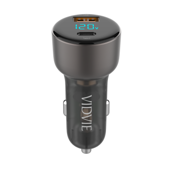 Vidvie CC521C Φορτιστής Αυτοκινήτου με 27W Θύρα USB-A Και 45W Θύρα USB Type-C Χωρίς καλώδιο - Μαύρο