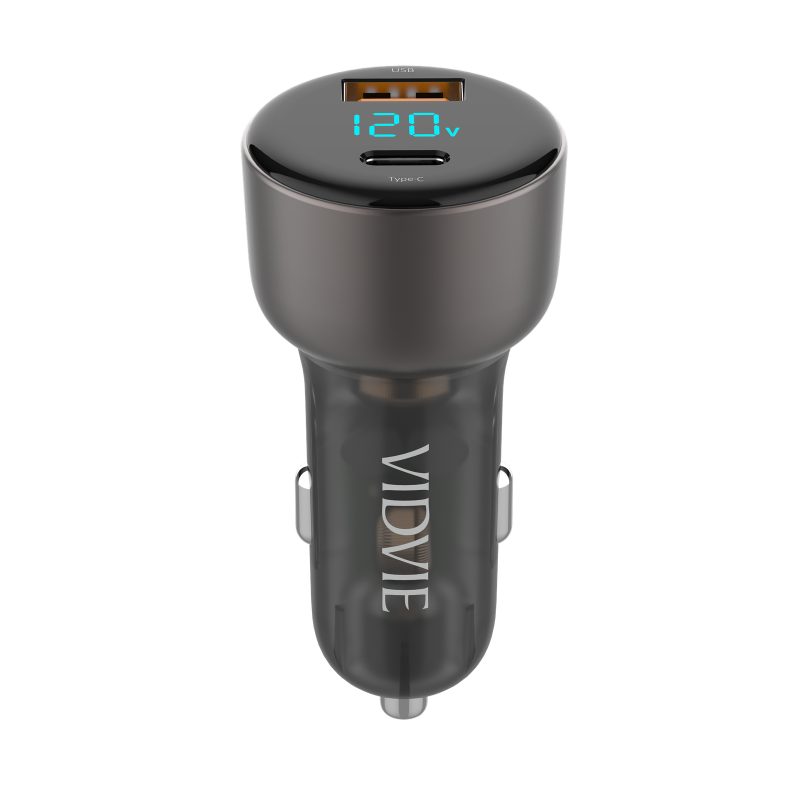 Vidvie CC521C Φορτιστής Αυτοκινήτου με 27W Θύρα USB-A Και 45W Θύρα USB Type-C Χωρίς καλώδιο - Μαύρο