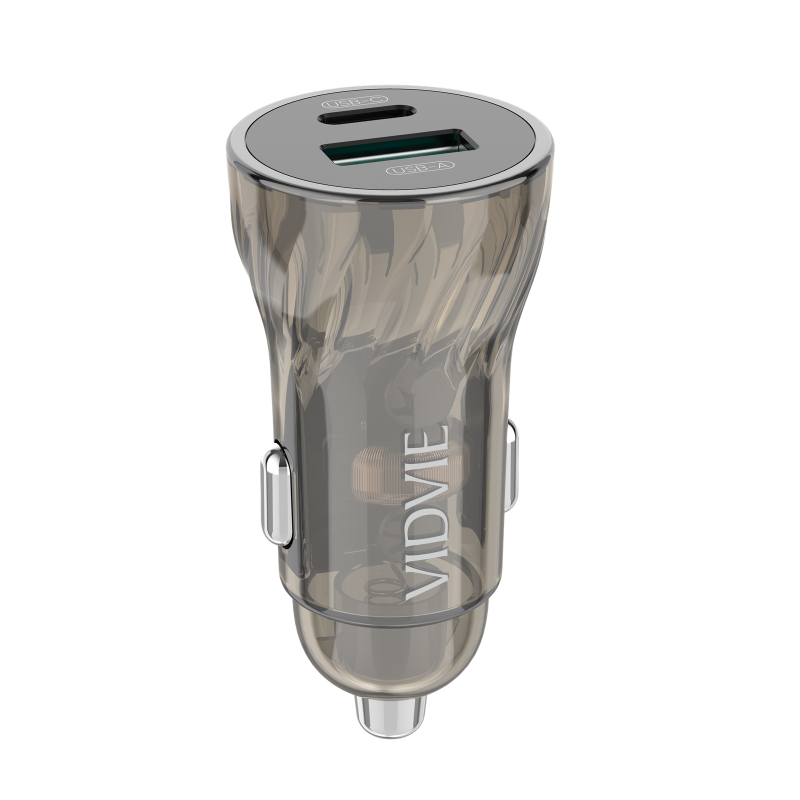Vidvie CC531 Φορτιστής Αυτοκινήτου με 30W Θύρα USB-A Και 18W Θύρα USB Type-C με καλώδιο Lightning - Καφε