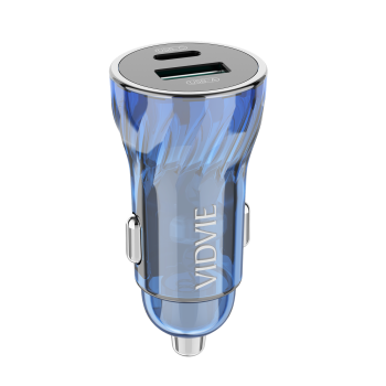 Vidvie CC531 Φορτιστής Αυτοκινήτου με 30W Θύρα USB-A Και 18W Θύρα USB Type-C με καλώδιο Type-C - Μπλε