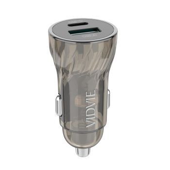 Vidvie CC531 Φορτιστής Αυτοκινήτου με 30W Θύρα USB-A Και 18W Θύρα USB Type-C με καλώδιο Type-C - Καφε