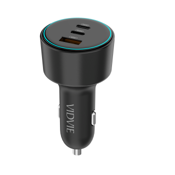 Vidvie CC538 Φορτιστής Αυτοκινήτου με 60W Θύρα USB-A Και 100W 2x Θύρες USB Type-C με 100W καλώδιο Type-C Σε Type C - Μαύρο
