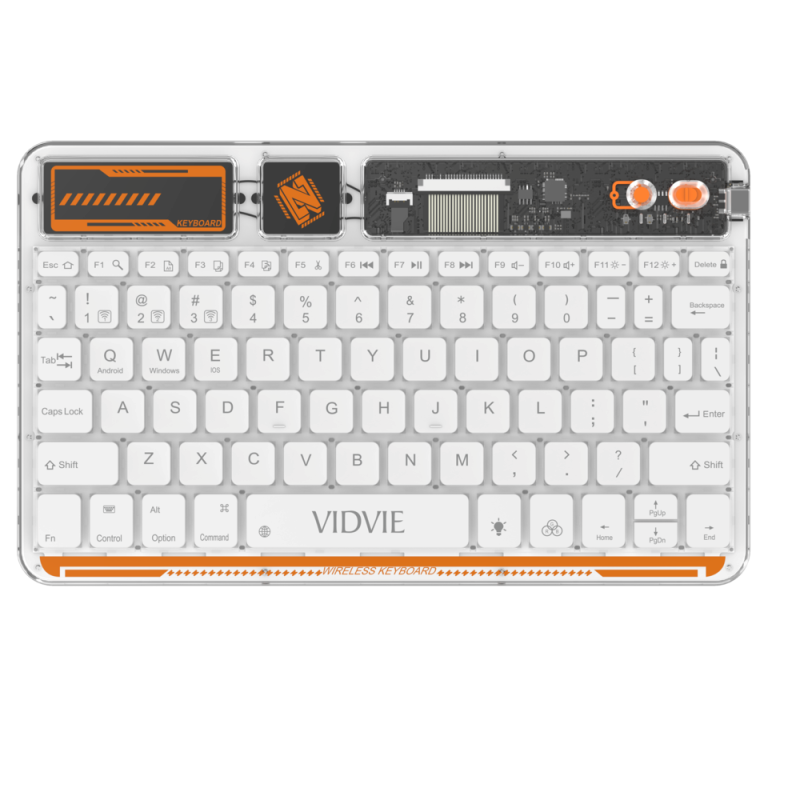 Vidvie KB05 Συνδυασμός Διαφανές έξυπνο Ασύρματο πληκτρολόγιο / Transparent Smart Wireless Keyboard - Χρώμα: Λέυκο
