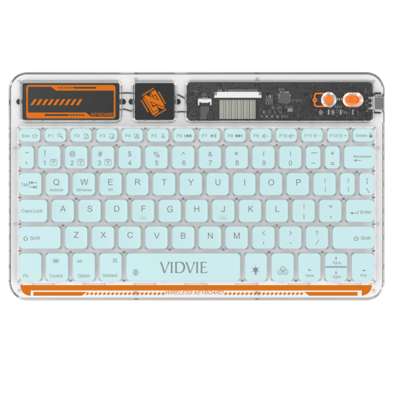 Vidvie KB05 Συνδυασμός Διαφανές έξυπνο Ασύρματο πληκτρολόγιο / Transparent Smart Wireless Keyboard - Χρώμα: Μπλε