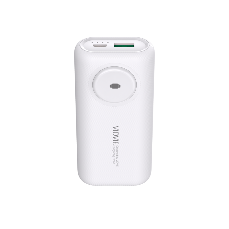 Vidvie PB784 Power Bank 10000mAh 20W Θύρεα USB-A Και Θύρεα USB Type-C  με Ασύρματη φόρτιση για ρολόι Smartwatch - Λέυκο