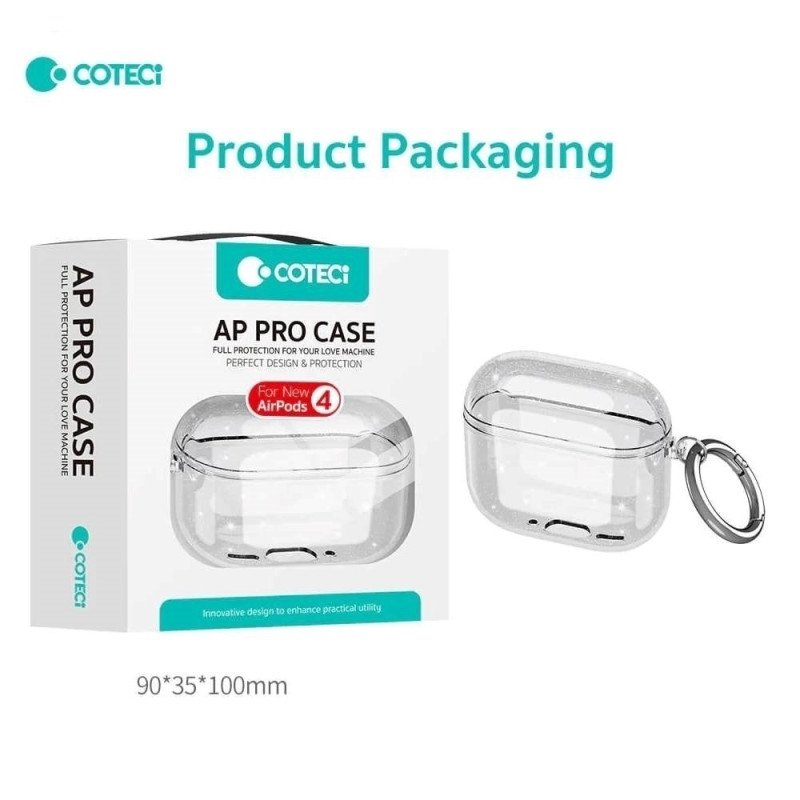 COTECi MS-018 Προστατευτική Θήκη για Apple AirPods 4 Ακουστικά με Keychain Hook  - Χρώμα: Ροζ Διάφανο
