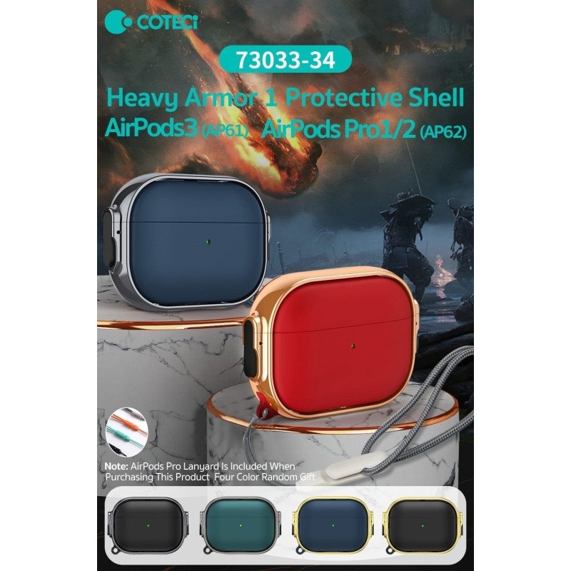 COTECi AP-66 Heavy Armor Προστατευτική Θήκη Ακουστικά για Apple AirPods Pro1/2  - Χρώμα: Πράσινο-Μαύρο