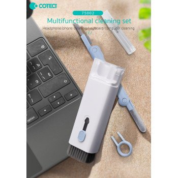 COTECi 75002 Πολυλειτουργικό Κιτ Καθαρισμού 8in1 για Headphones/AirPods/Κινητά/Ηλεκτρονικές Συσκευές  - Χρώμα: Λέυκο