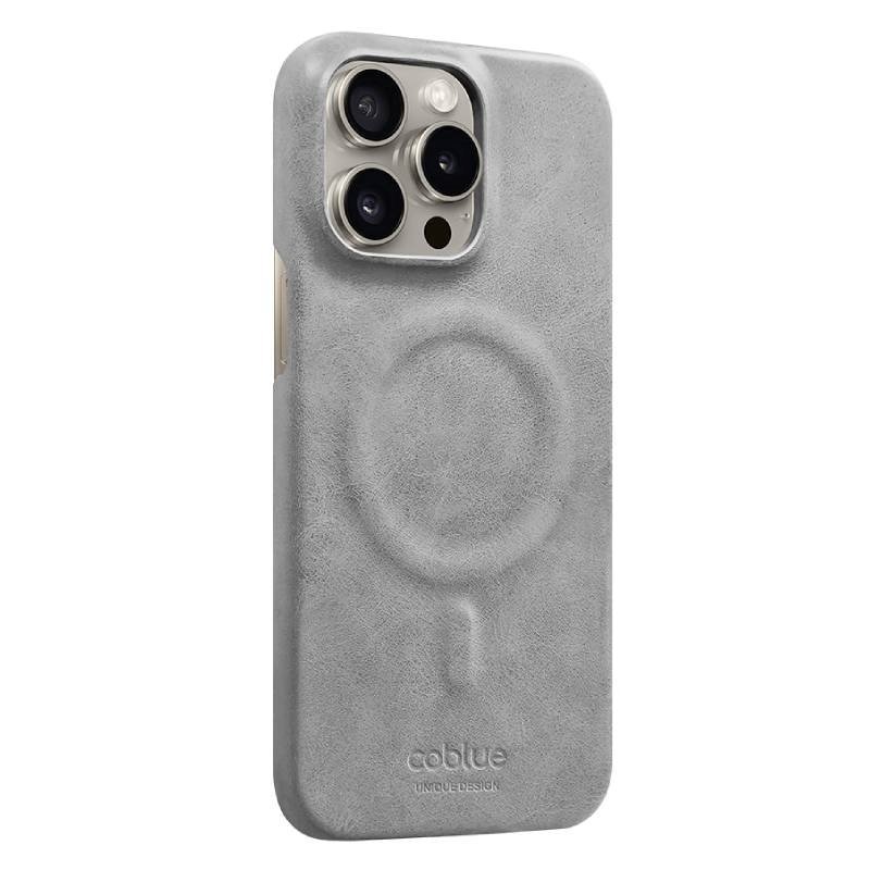 COBLUE CBSA28 Απλή δερμάτινη μαγνητική θήκη τηλεφώνου ασύρματου φορτιστή Για APPLE IPHONE 16 PRO MAX - ΓΚΡΙ