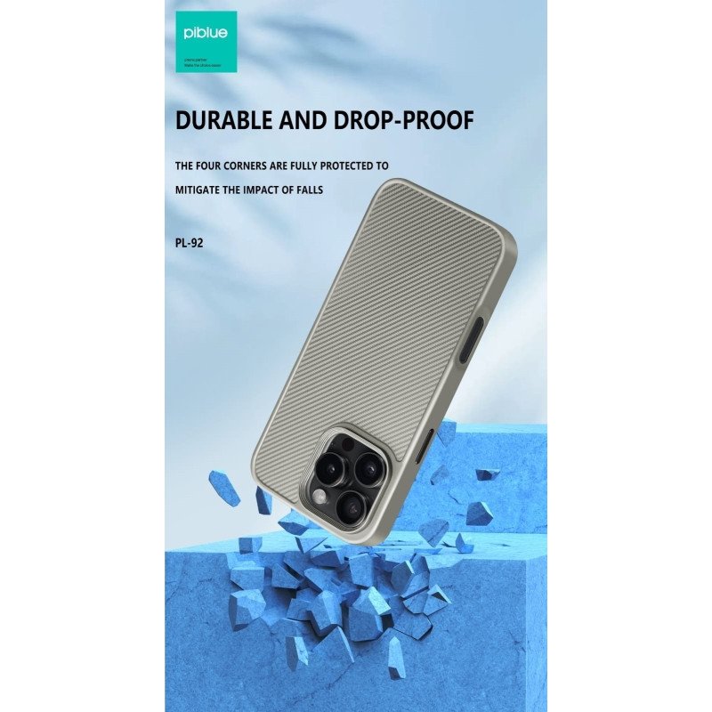 Piblue PL92 Θήκη τηλεφώνου Carbon Fiber Pattern Anti Fall Nonstick Fingerprint Για Apple IPhone 15 - Μαύρο