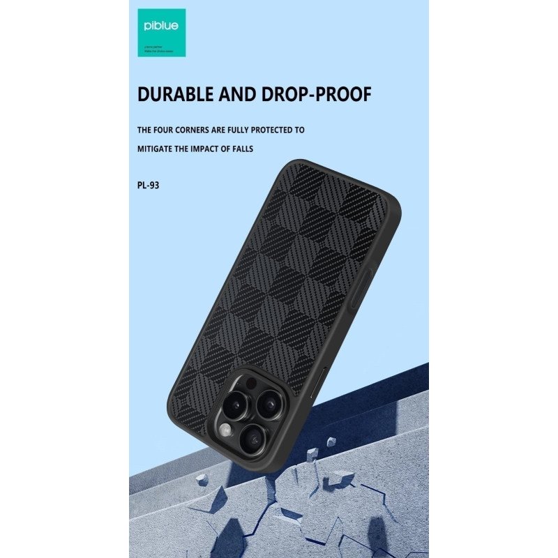 PIBLUE PL93 Θήκη τηλεφώνου Skin Like Matte Check Anti Fall Nonstick Fingerprint Για Apple IPhone 15 - Σκουρο Γκρι