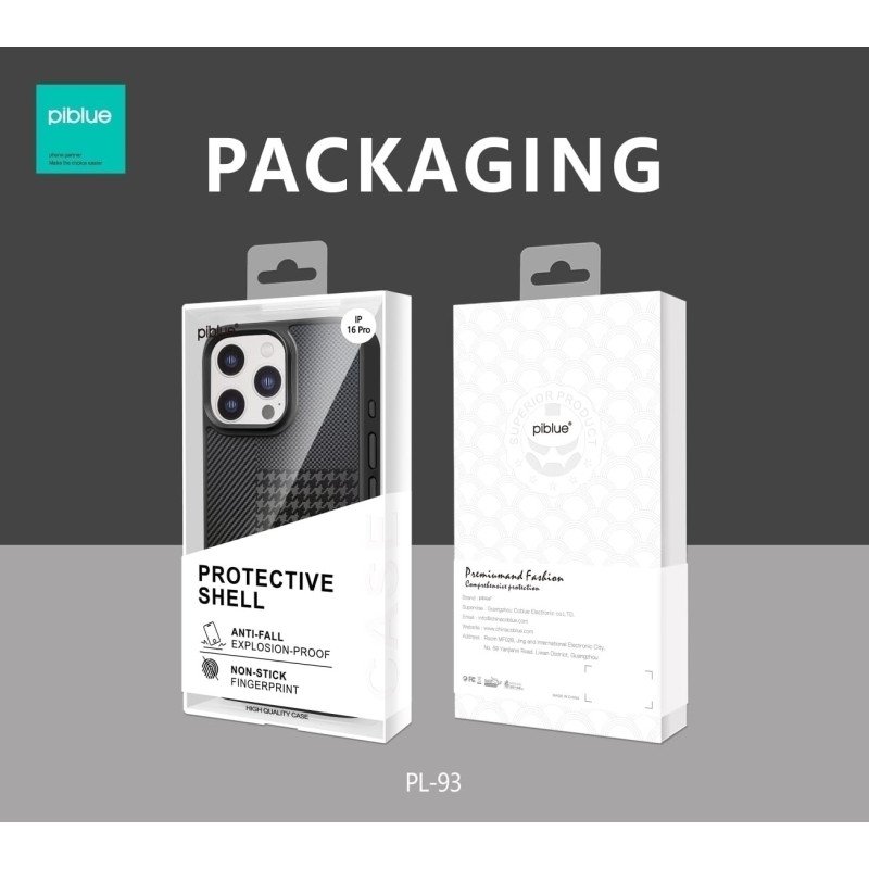 PIBLUE PL93 Θήκη τηλεφώνου Skin Like Matte Check Anti Fall Nonstick Fingerprint Για Apple IPhone 15 Pro - Σκουρο Γκρι