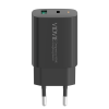 Vidvie PLE248 PD 20W Φορτιστής με 1 Θύρες USB-A και 1 Θύρες USB-C και Καλώδιο USB-A σε Lightning - Μαύρο