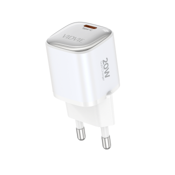 Vidvie PLE256 PD 20W Φορτιστής GaN με 1 Θύρες USB-C και Καλώδιο Type-C Σε Lightning - Λευκό