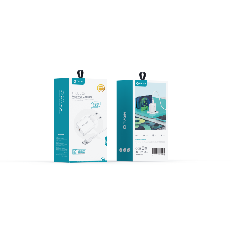 TUQIN QE17 Φορτιστής με Θύρα USB-A Και Καλώδιο Type-C Γρήγορη φόρτιση - Λευκό