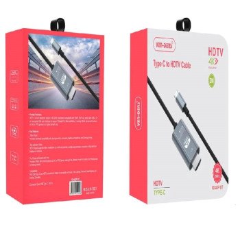 Ven-Dens Adp017 Καλώδιο Type C To Hdtv Cable (2M) 4K 30Hz - Μάυρο