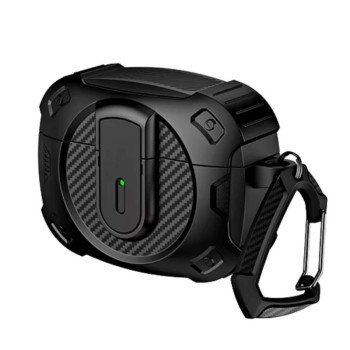 Coteci Ms-022-Bk Armor Carbon Fiber Προστατευτική Θήκη Ακουστικά Για Apple Airpods 4  - Χρώμα: Μαύρο