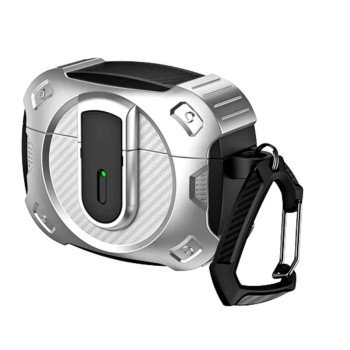 Coteci Ms-022-Ts Armor Carbon Fiber Προστατευτική Θήκη Ακουστικά Για Apple Airpods 4  - Χρώμα: Ασήμι