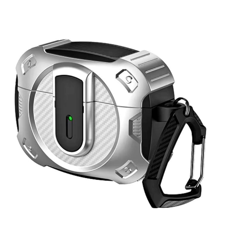 Coteci Ms-022-Ts Armor Carbon Fiber Προστατευτική Θήκη Ακουστικά Για Apple Airpods 4  - Χρώμα: Ασήμι