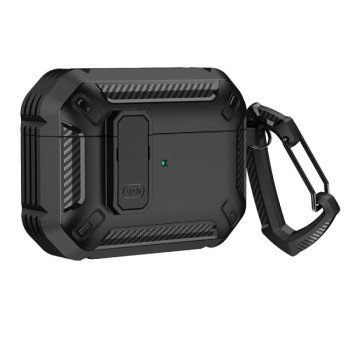 Coteci Ms-021-Bk Carbon Fiber Print Case Προστατευτική Θήκη Ακουστικά Για Apple Airpods 4  - Χρώμα: Μαύρο