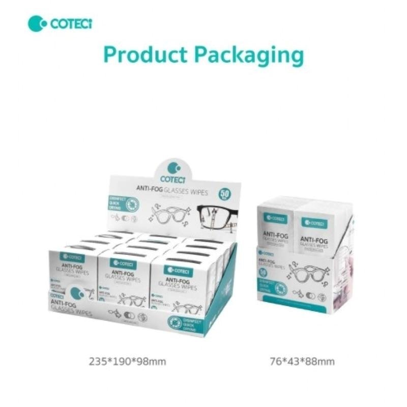 Coteci Tr-018 Μαντηλάκια Καθαρισμού Glasses Κατά Της Ομίχλης (50 Τεμάχια/Κουτί)