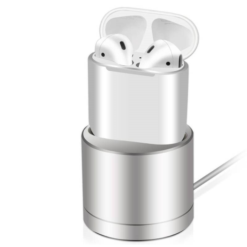 Coteci Cs7202-Gy Βάση Φόρτισης Apple Airpods Inductive Charger Dock - Ασήμι