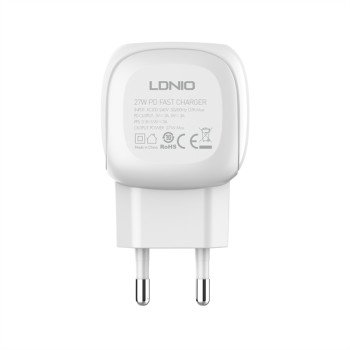 Ldnio A1206C Φορτιστής Με Θύρα Usb-C Και Καλώδιο Usb Type-C Σε Usb Lightning 27W Power Delivery - Λευκό