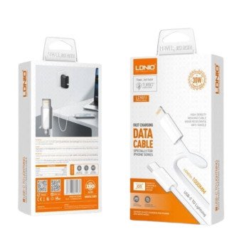 Ldnio Lc902I 30W Καλώδιο Δεδομένων Γρήγορης Φόρτισης Με Θήρα Usb-C Σε Usb-Lightning (Length 2M) - Λευκό