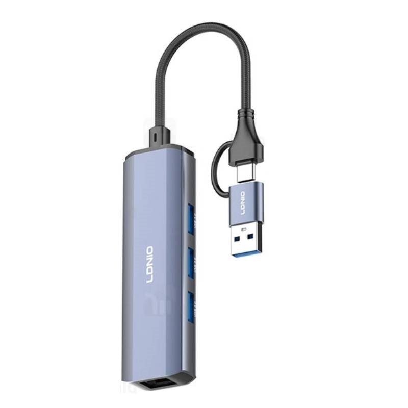 Ldnio Ds-134Uc 2In1 Hub Adapter  Type-C And Usb-A To 4X Usb 3.0 Μετάδοση Δεδομένων Και Φόρτιση Κινητού Τηλεφώνου