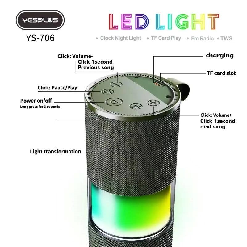 Yesplus Ys-706 Tws Rgb Led Lights Bluetooth Speakers Υψηλής Ποιότητας Ήχου - Μαύρο
