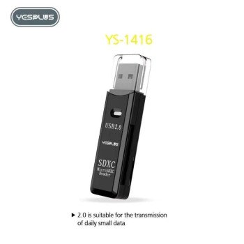 Yesplus 1416 Usb 2.0 Sdxc Card Reader Συσκευή Ανάγνωσης Καρτών Μνήμης - Μαύρο