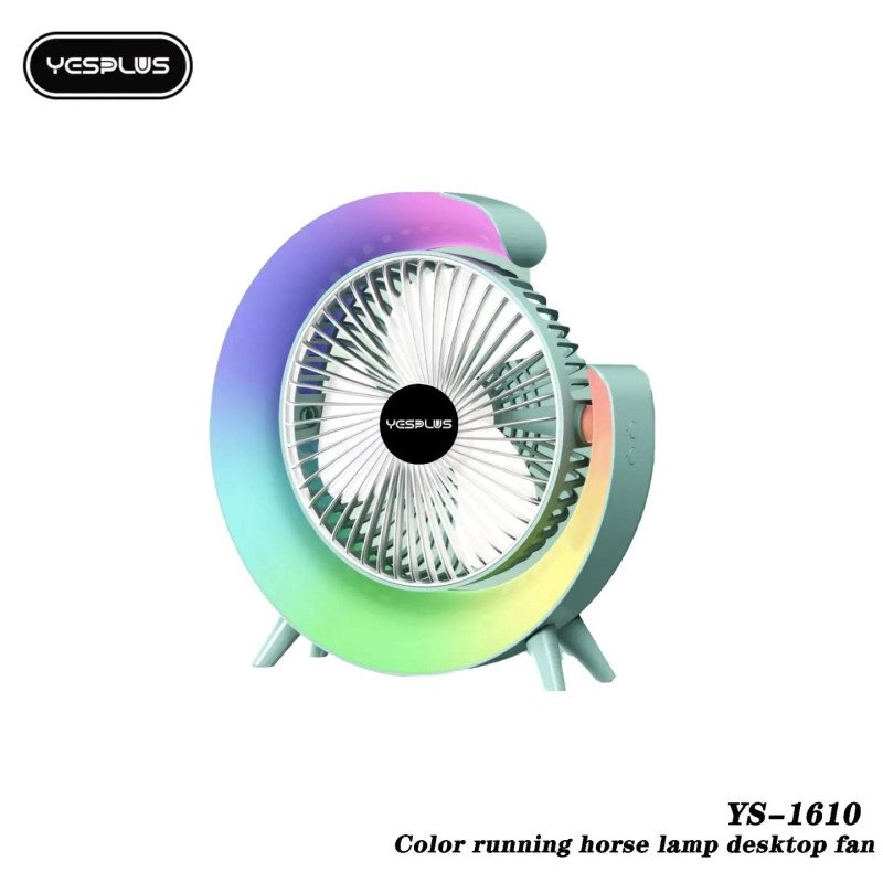 Yesplus Ys-1610 Επιτραπέζιος Ανεμιστήρας Κυκλοφορίας Με Φως Νύχτας Rgb - Πράσινο